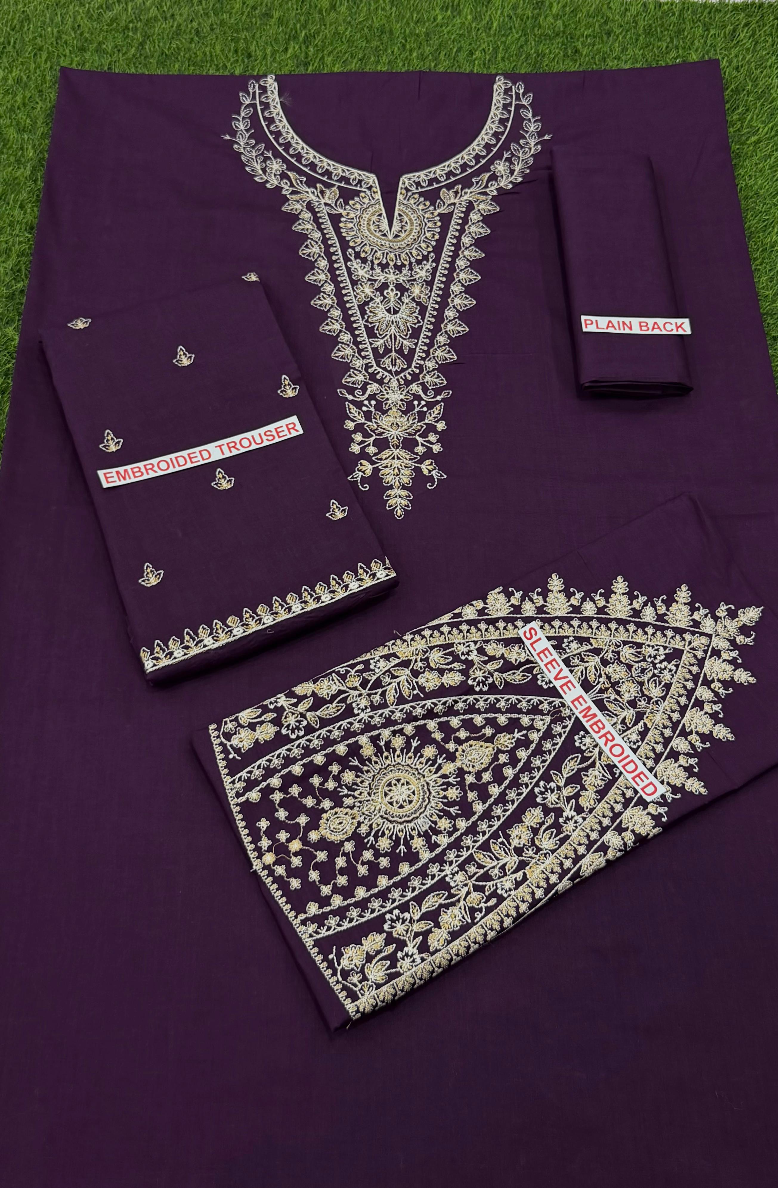 Batik 2PC Deep Purple Embroidered Unstitched Suit