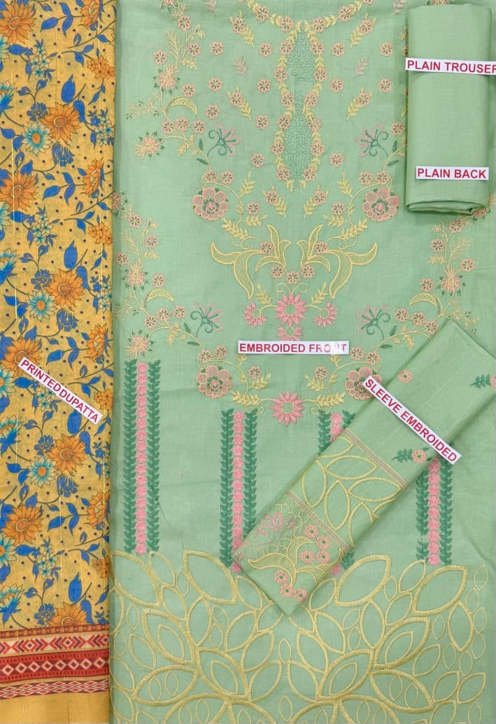Rang Rasiya 3PC Sea Green Embroidered Unstitched Suit