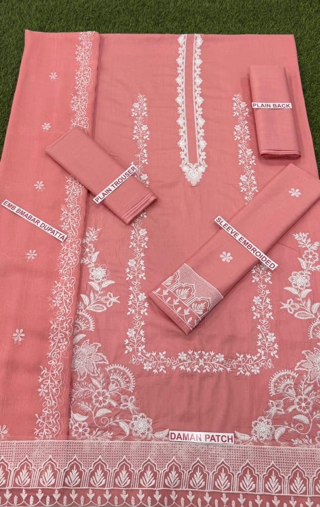 Zarqash 3PC Light Pink Embroidered Unstitched Suit