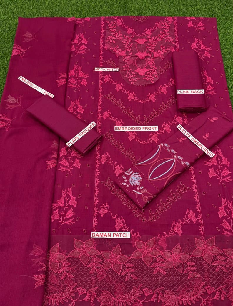 Rang Rasiya 3PC Baby Pink Embroidered Unstitched Suit