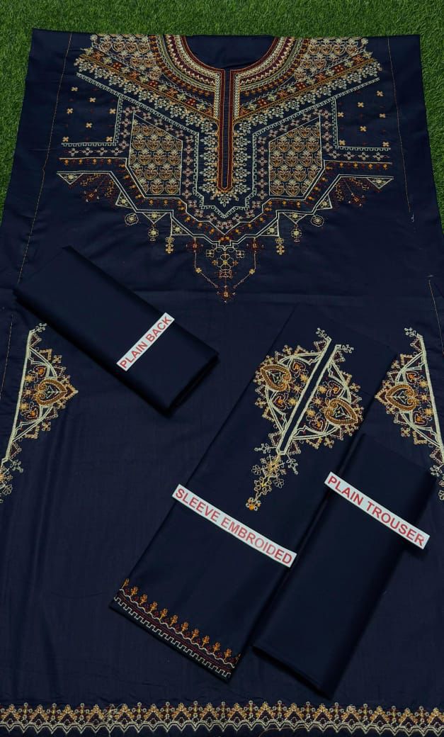 Zara Shahjahan 2PC Royal Blue Embroidered Unstitched Suit