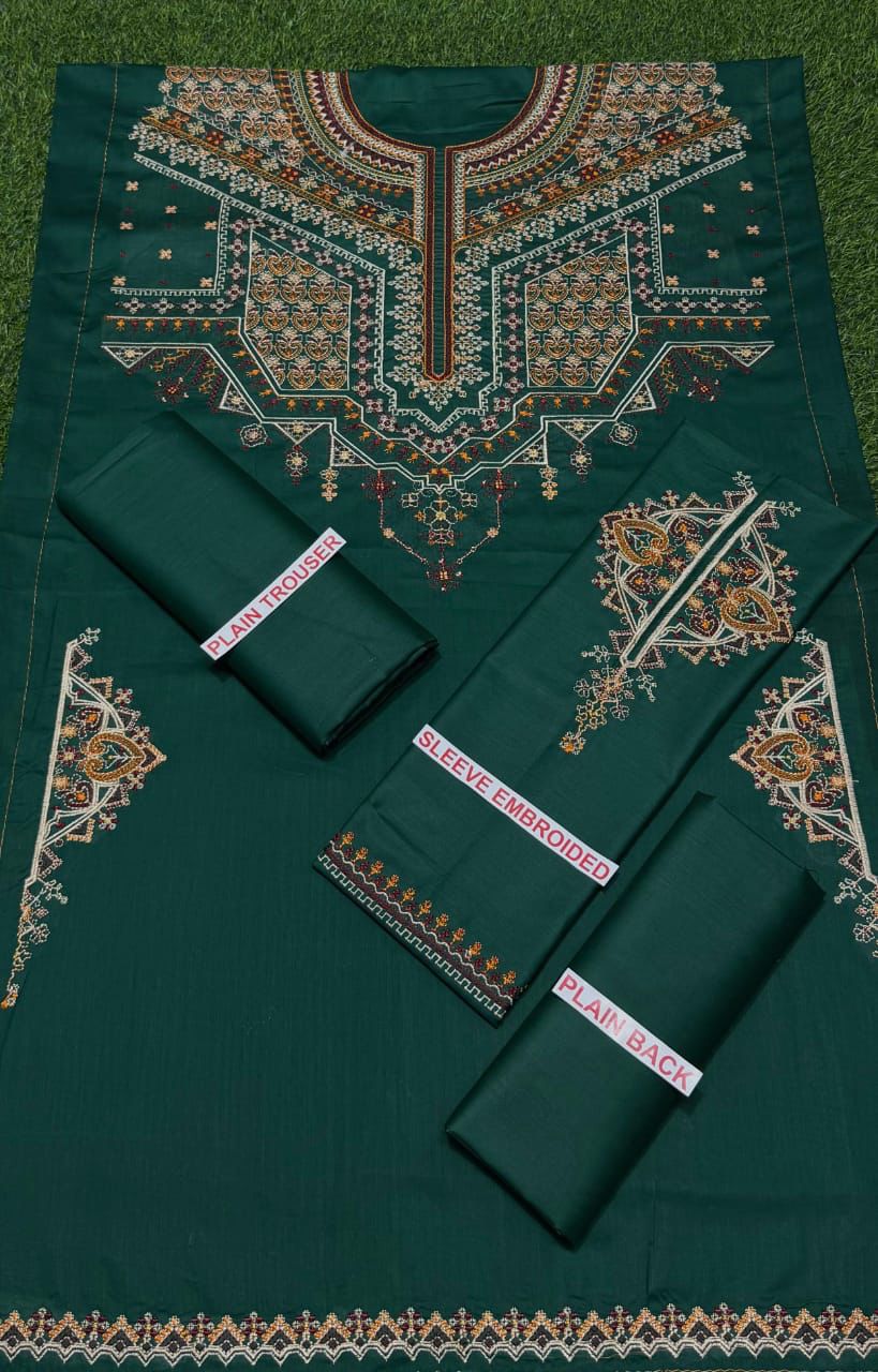 Zara Shahjahan 2PC Green Embroidered Unstitched Suit