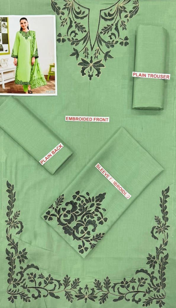 Sapphire 2PC Mint Green Embroidered Unstitched Suit