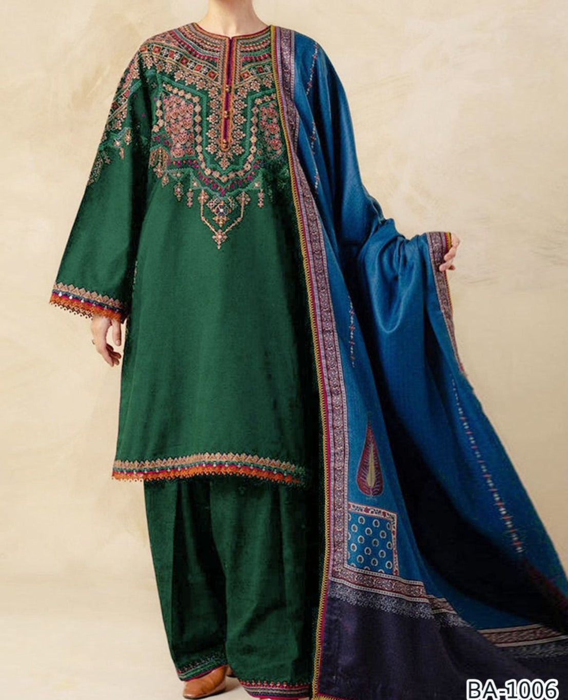 Zara Shahjahan 2PC Green Embroidered Unstitched Suit