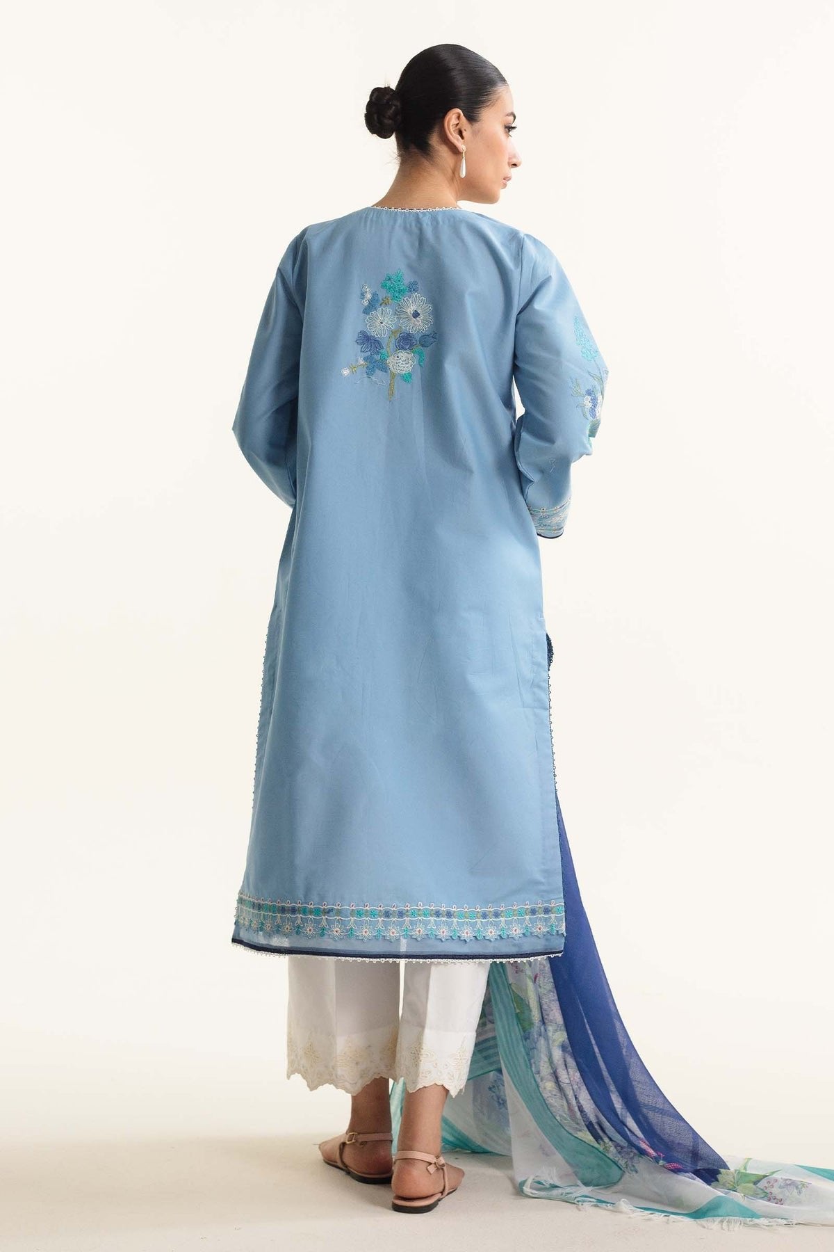 Zara Shahjahan 3PC Powder Blue EMBROIDERED Unstitched Suit