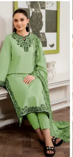 Sapphire 2PC Mint Green Embroidered Unstitched Suit