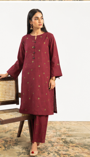 Kayseria 3PC Maroon Muse Embroidered Unstitched Suit