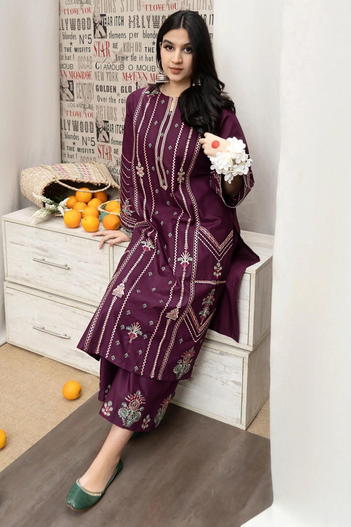 Azure 2PC Purple Embroidered Unstitched Suit