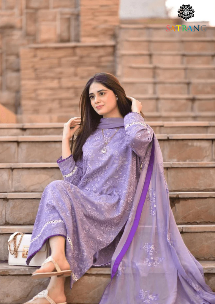 Bareeze 3PC Steel Purple Embroidered Unstitched Suit