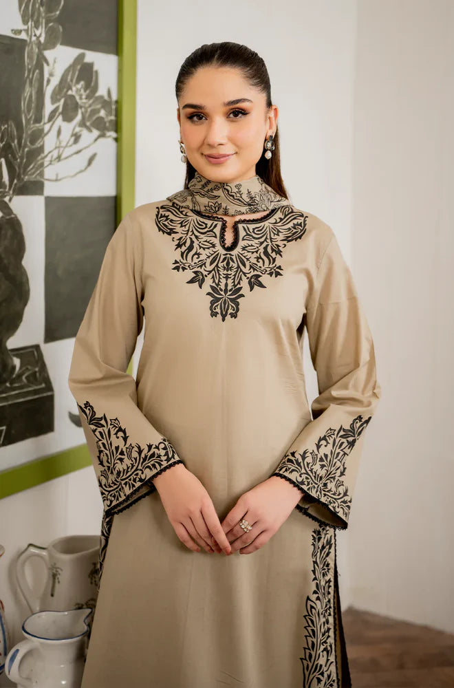 Sapphire 2PC Skin Beige Embroidered Unstitched Suit
