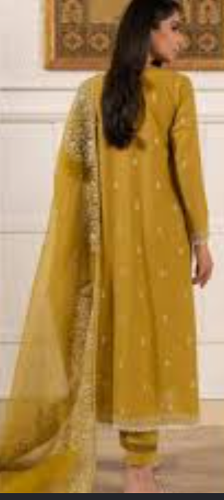 Cross Stitch 3PC Mustard Embroidered Unstitched Suit