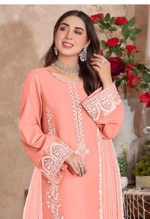 Zarqash 3PC Light Pink Embroidered Unstitched Suit