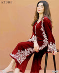 Azure 2PC Plum Maroon Embroidered Unstitched Suit