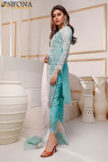 3PC Tourquise Aqua Embroidered Unstitched Suit