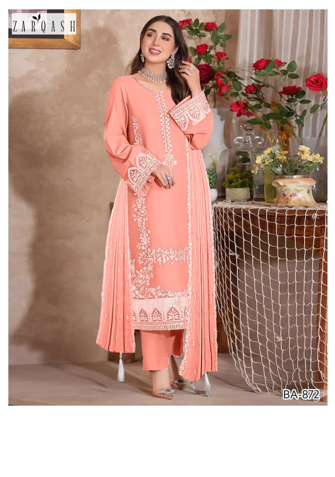 Zarqash 3PC Light Pink Embroidered Unstitched Suit