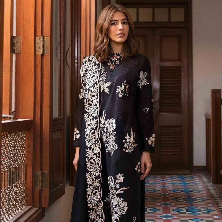 Aden Libas 3PC Black Embroidered Unstitched Suit