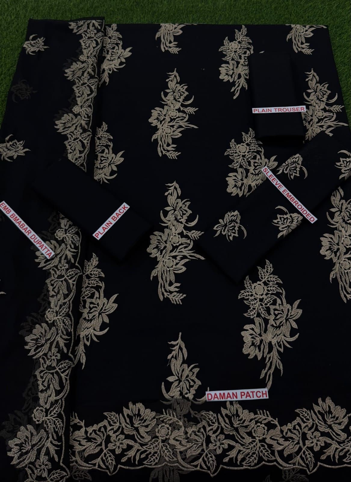 Aden Libas 3PC Black Embroidered Unstitched Suit