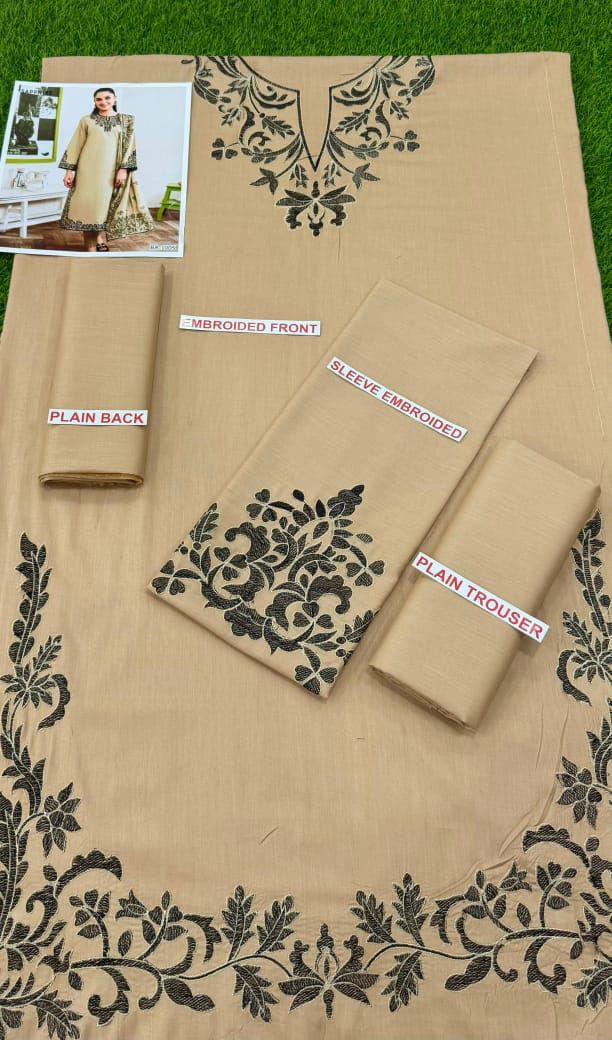 Sapphire 2PC Skin Beige Embroidered Unstitched Suit