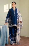 Zara Shahjahan 3PC Royal Blue Embroidered Unstitched Suit