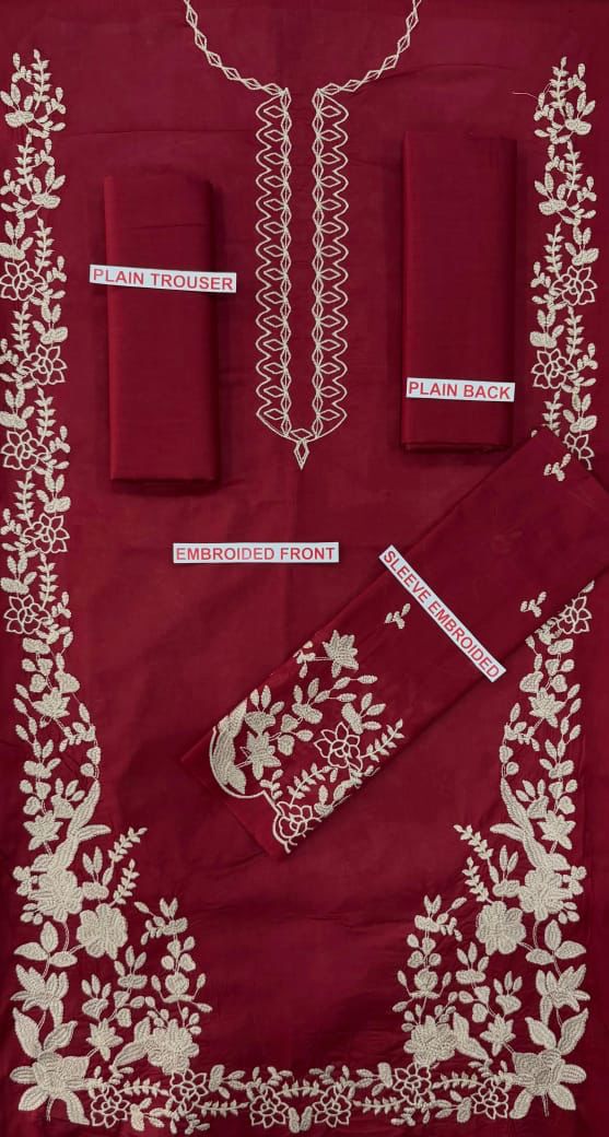 Azure 2PC Plum Maroon Embroidered Unstitched Suit