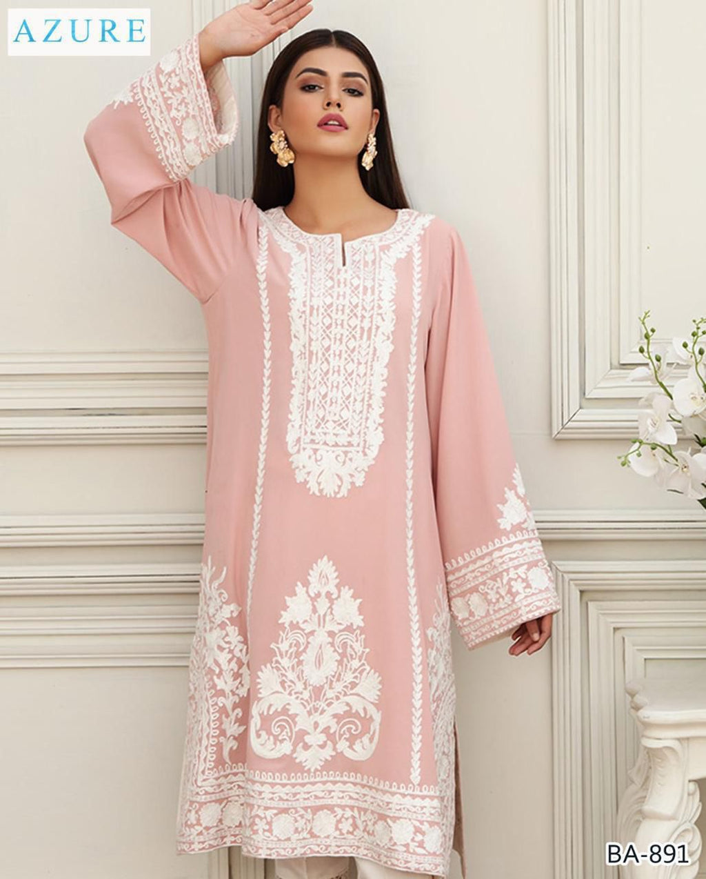 Azure 2PC Pink Embroidered Unstitched Suit