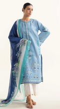 Zara Shahjahan 3PC Powder Blue EMBROIDERED Unstitched Suit