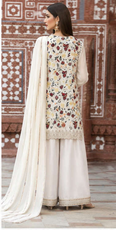 NishatLinen 3PC Ivory Blossom Embroidered Unstitched Suit