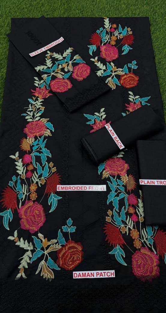 Limelight 2PC Black Embroidered Unstitched Suit