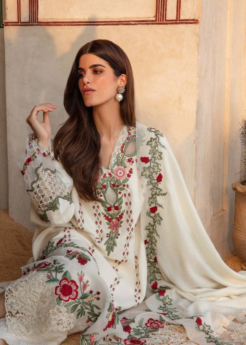Crimson 3PC Cream White Embroidered Unstitched Suit