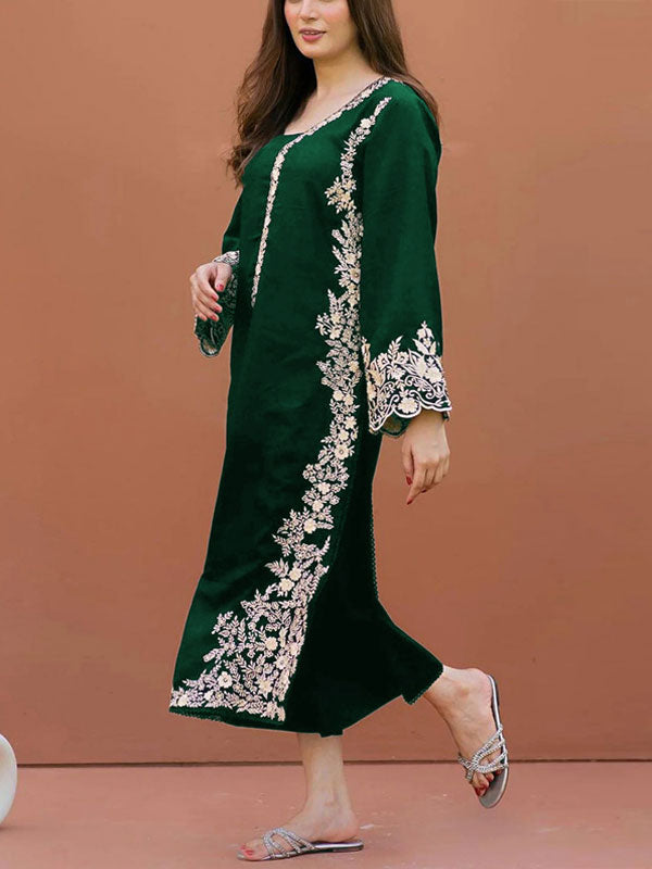 Azure 2PC Deep Green Embroidered Unstitched Suit
