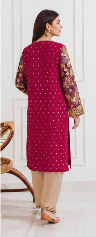 Iznik 3PC Ruby Pink Embroidered Unstitched Suit