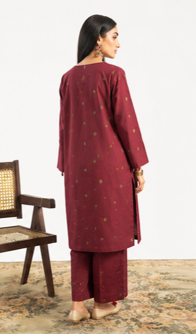 Kayseria 3PC Maroon Muse Embroidered Unstitched Suit