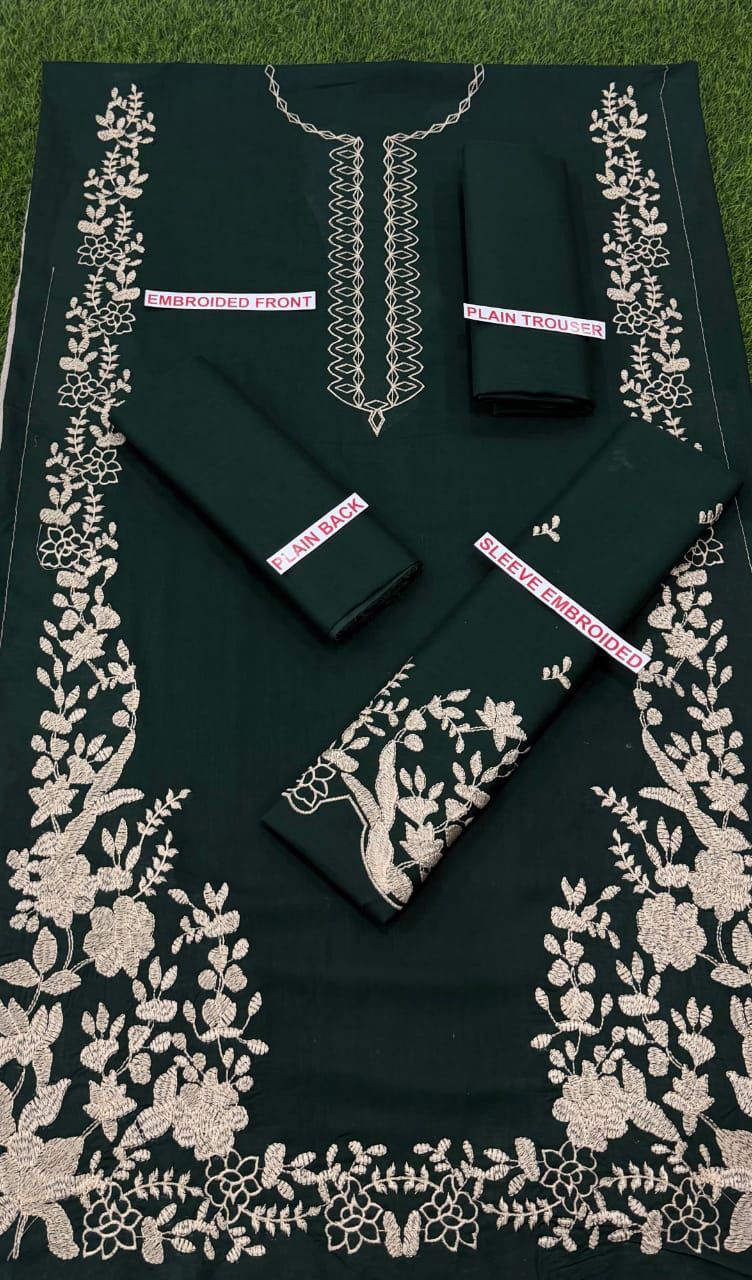 Azure 2PC Deep Green Embroidered Unstitched Suit