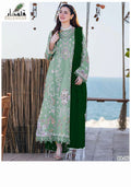 Zara Shahjahan 3 PC Pistachio Green Embroidered Unstitched Suit