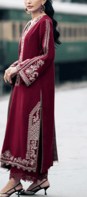 Sapphire 2PC Maroon Embroidered Unstitched Suit