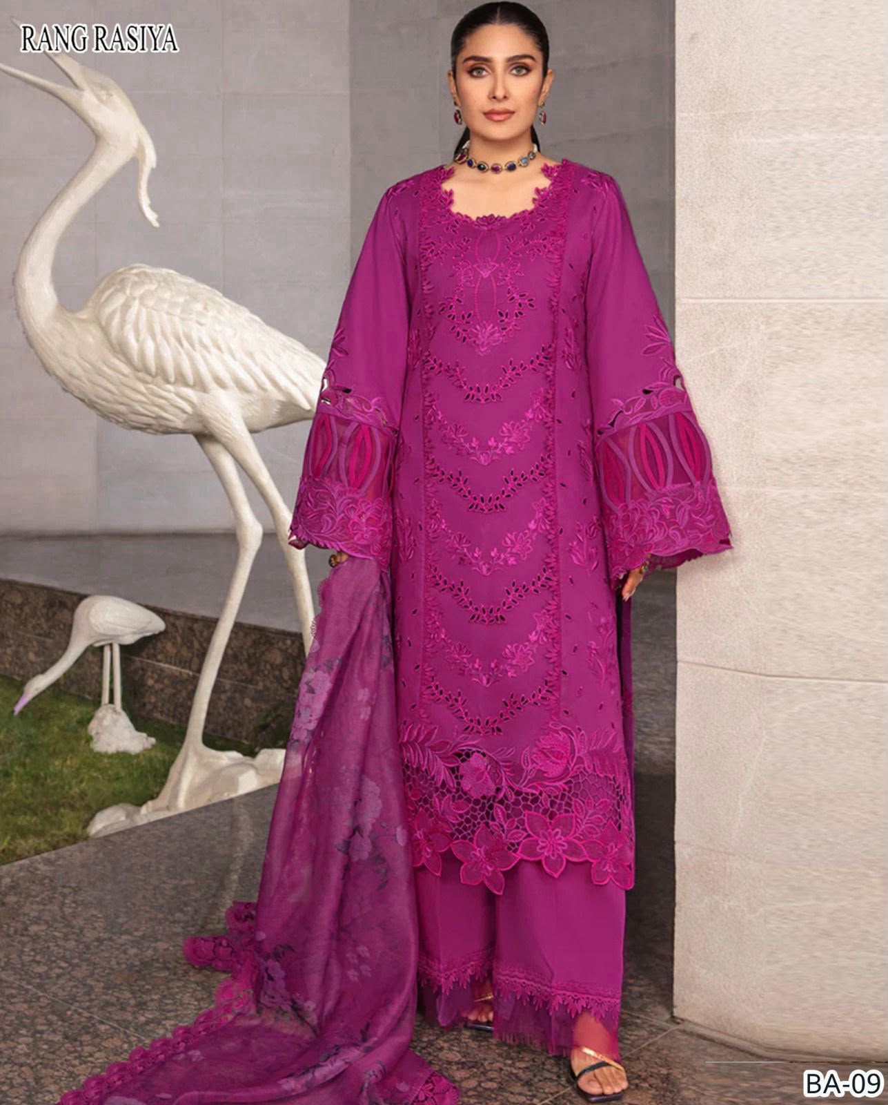 Rang Rasiya 3PC Baby Pink Embroidered Unstitched Suit
