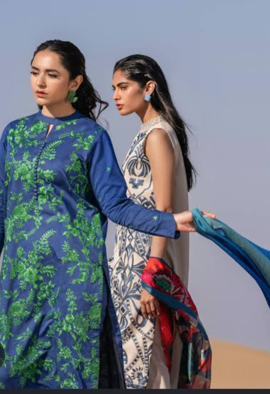 Sapphire 3PC Blue Embroidered Unstitched Suit